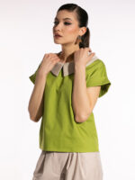 Bluză verde din bumbac cu guler detașabil - imagine 3