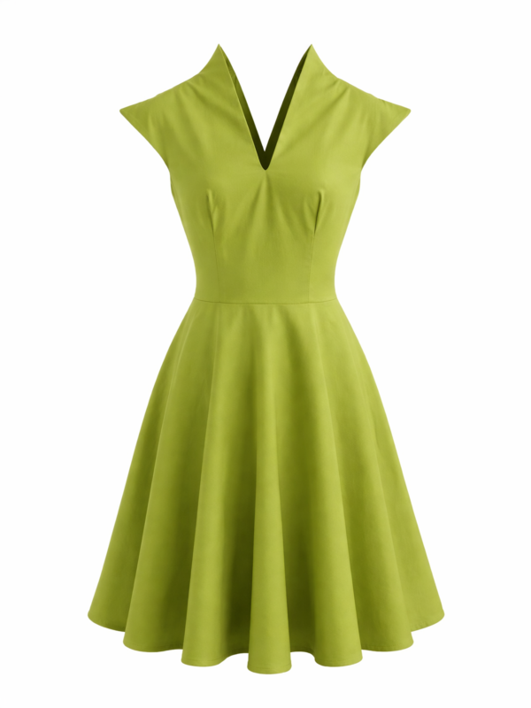 Lime green fit and flare dress display2