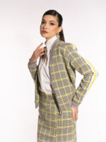 Jachetă din tartan cu panglică galbenă - imagine 6