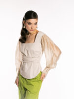 Bluză cu mâneci din voal și decolteu pătrat Ismera - imagine 6