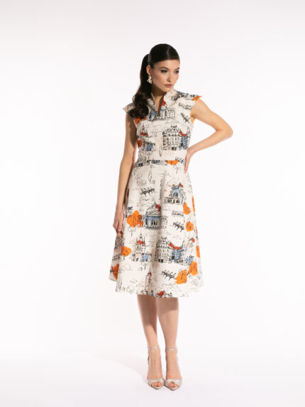 Rochie alba cu print Kara