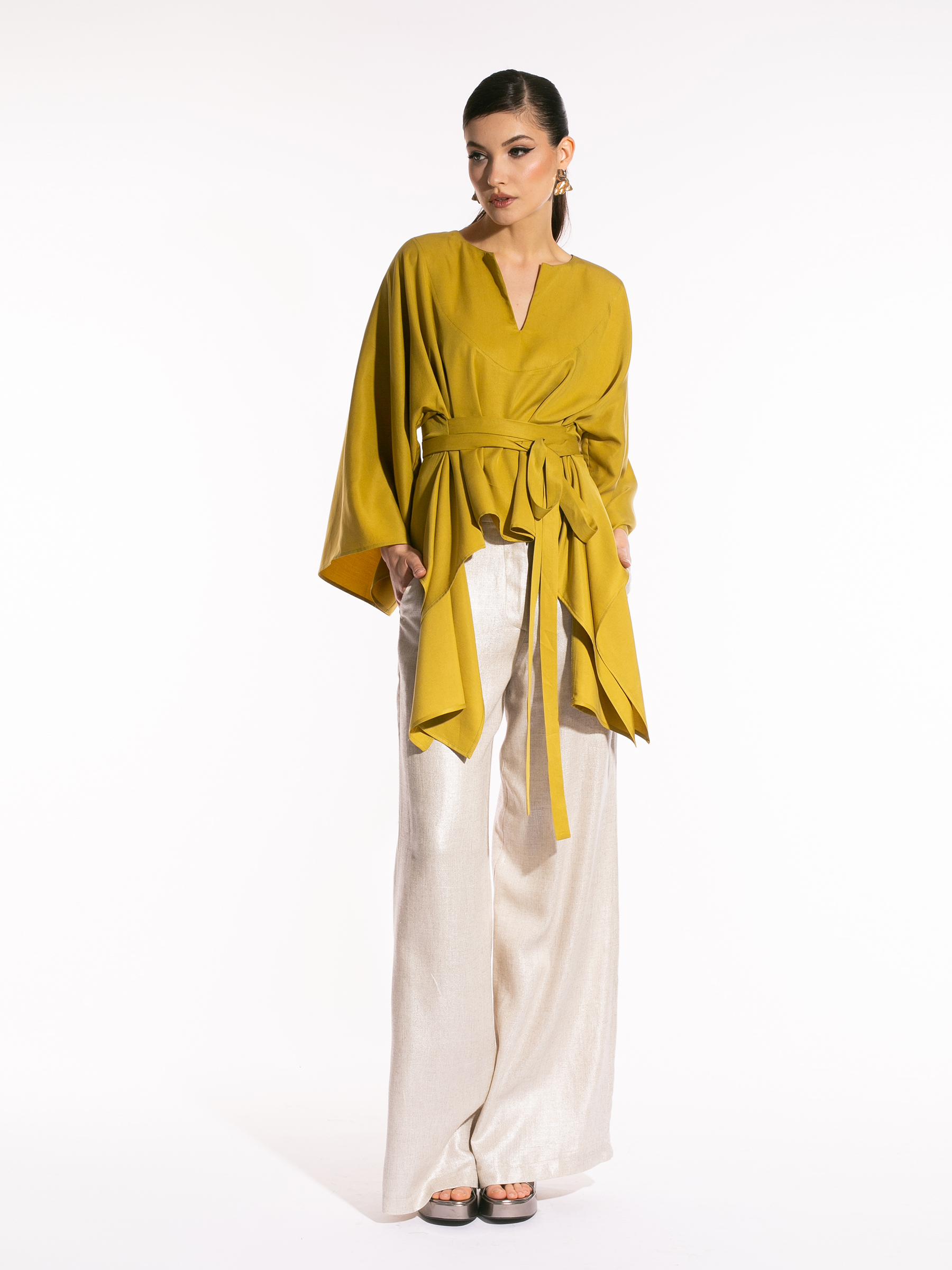 _MG_8810web Bluză stil kimono Yellow Safari Gia - imagine 1