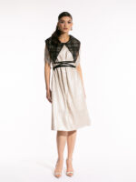 Rochie din in cu peliculă și guler detașabil - imagine 3