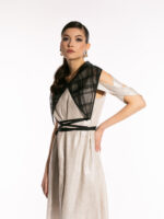 Rochie din in cu peliculă și guler detașabil - imagine 6