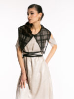 Rochie din in cu peliculă și guler detașabil - imagine 7