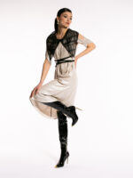 Rochie din in cu peliculă și guler detașabil - imagine 8