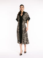 Rochie din in cu inserție contrastantă Agatta - imagine 3